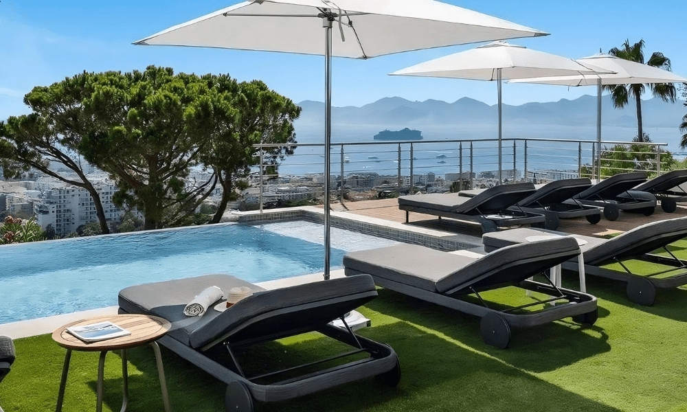 Villa Hotel Bassa Californie in Cannes, French Riviera, France – gourmet breakfast buffet with fresh pastries and coffee